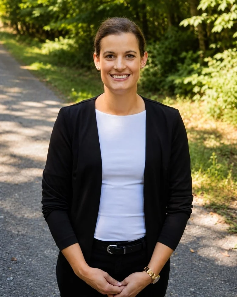 Annika Feldmann auf einem Waldweg